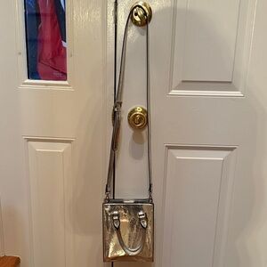 Aqua Shimmering Silver Crossbody Bag